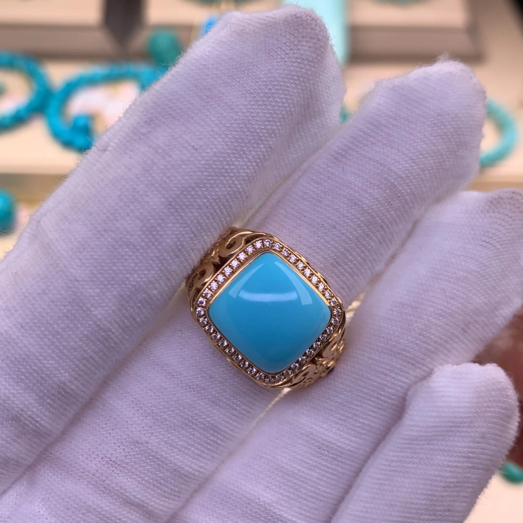 18K金镶嵌绿松石珠宝奇石