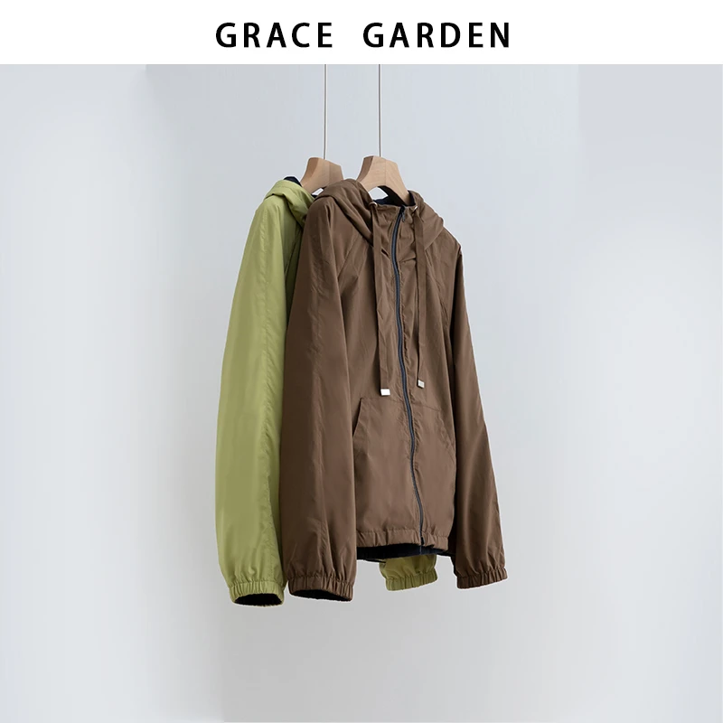 GRACE GARDEN【开心果！】柔软轻盈两面穿连帽外套MF5I2303