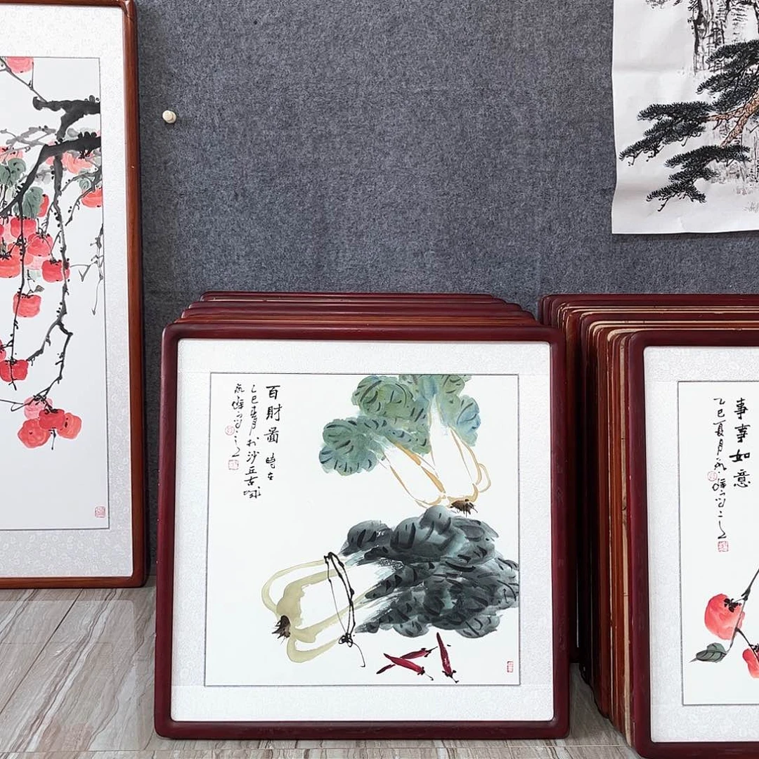 国画书画作品带框63×63