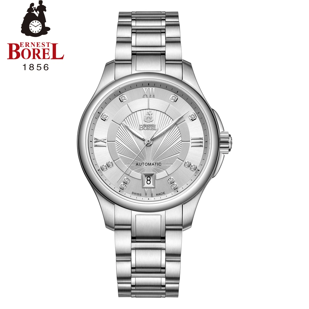 Ernest Borel/依波路瑞士原产经典精钢镶真钻全自动机械表中性款