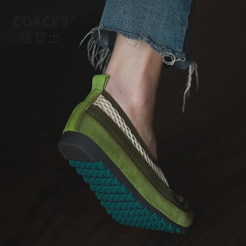 COACES网面全包勃肯鞋女乐福鞋洞洞鞋单鞋女平底鞋女鞋休闲鞋