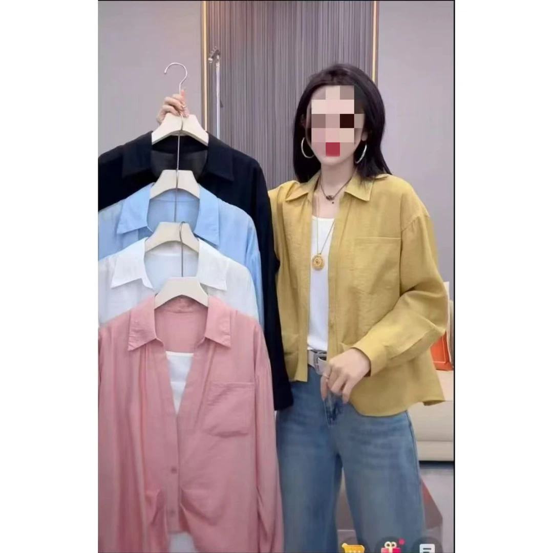 韩版休闲翻领别致收腰衬衫上衣