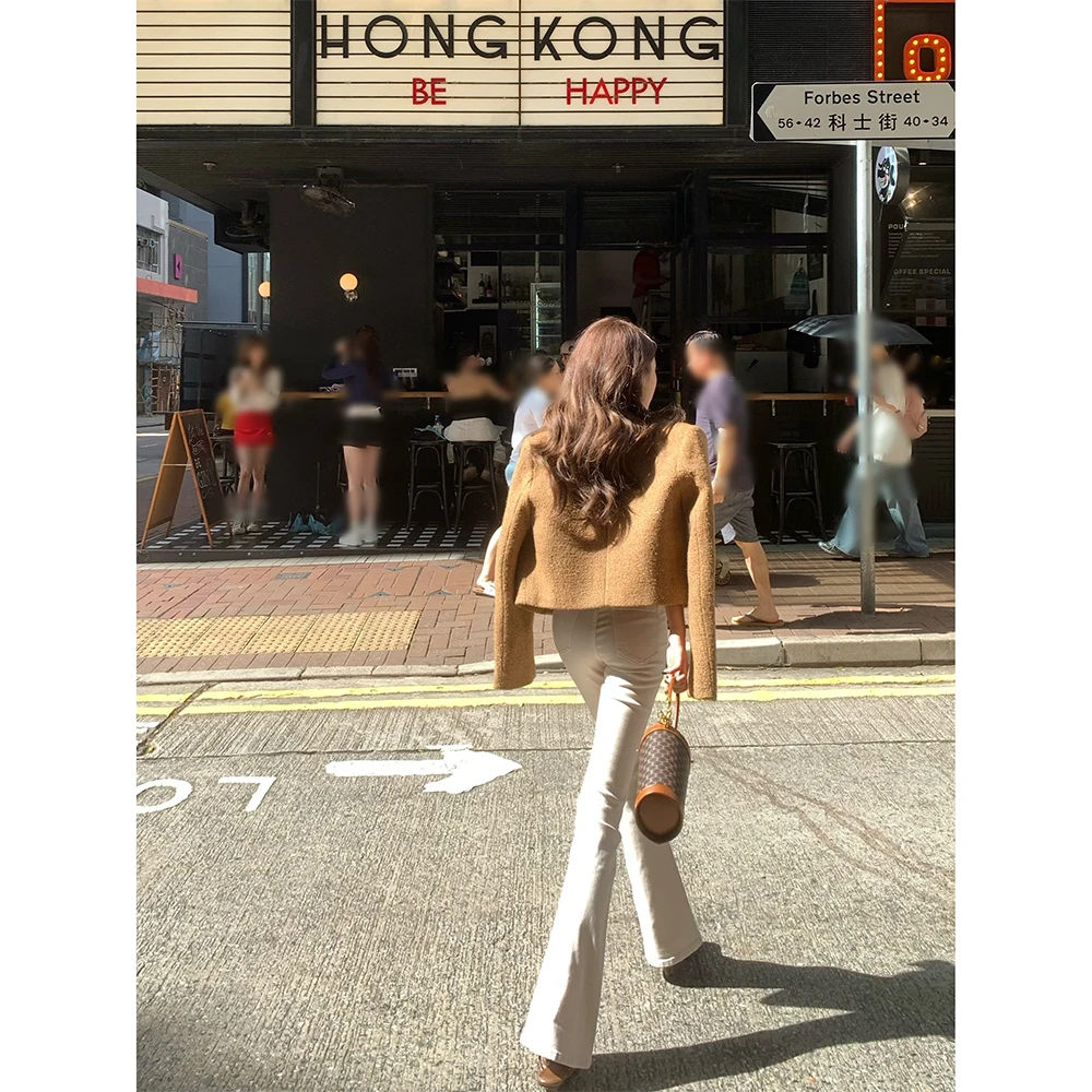 血色樱桃微喇牛仔裤女秋季2025新款辣妹港风复古中腰显瘦拖地裤子