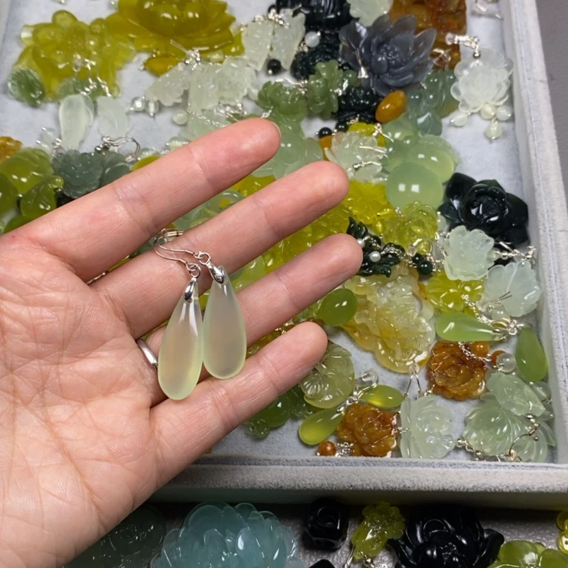 【闪购商品】未镶嵌蛇纹石玉挂件耳饰耳环项链