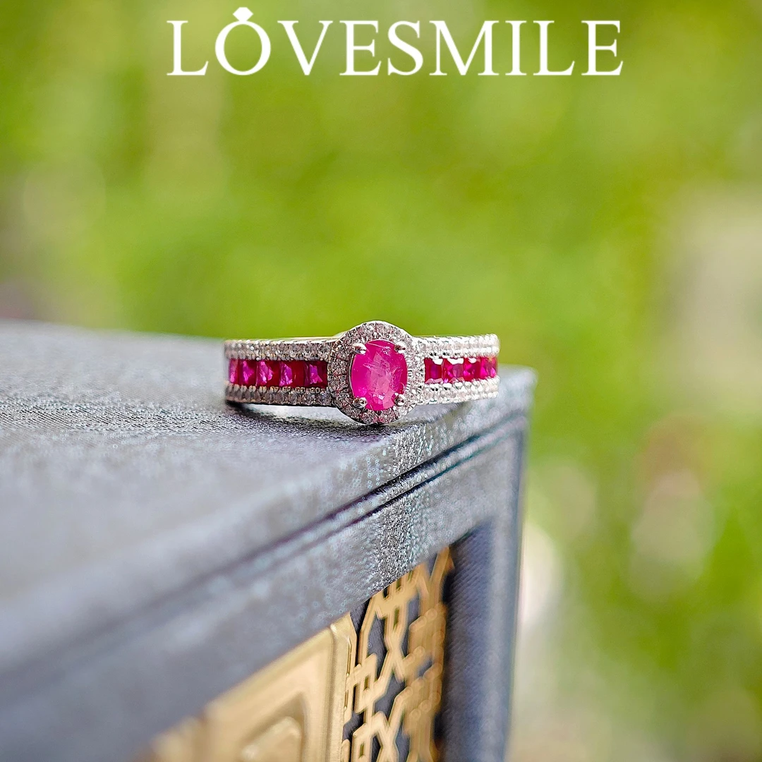 无品牌S925银红宝石戒指气质轻奢