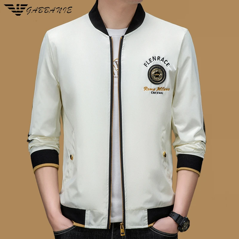 意大利专柜春秋季夹克男薄款潮流刺绣棒球领百搭帅气中青年外套潮