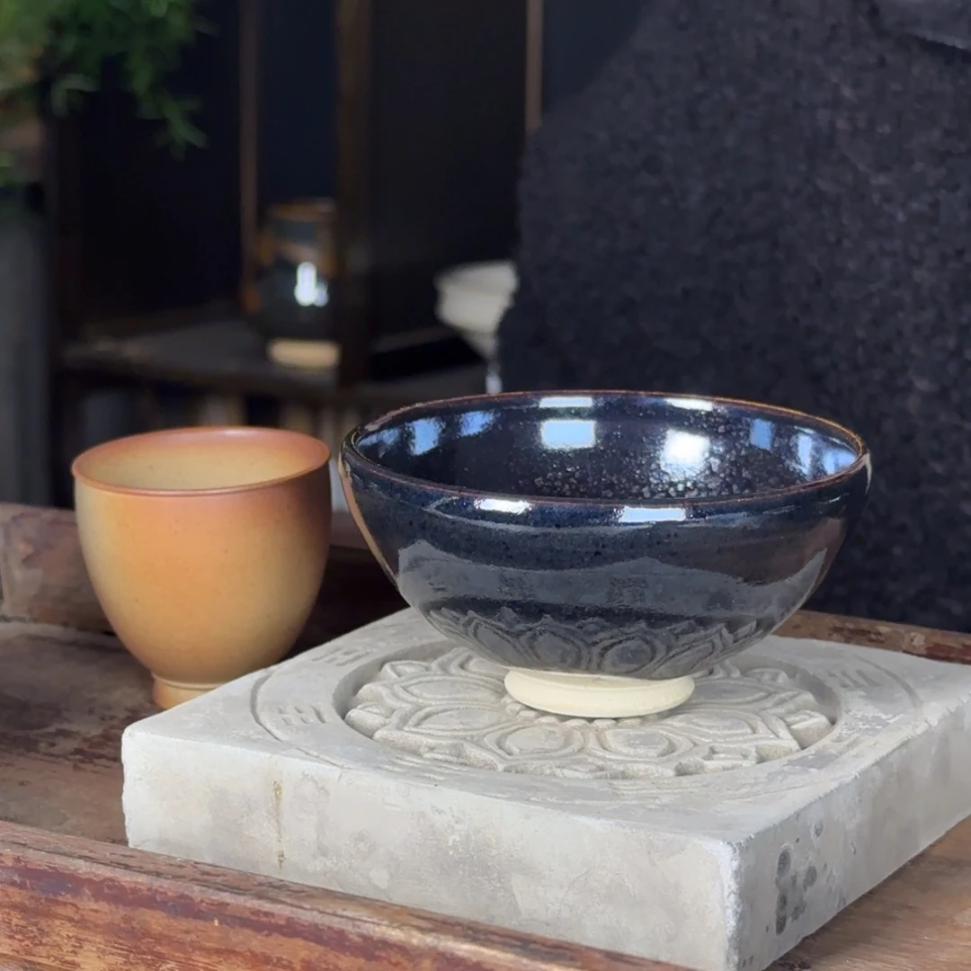 微瑕福利平阳窑手作黑釉油滴盏