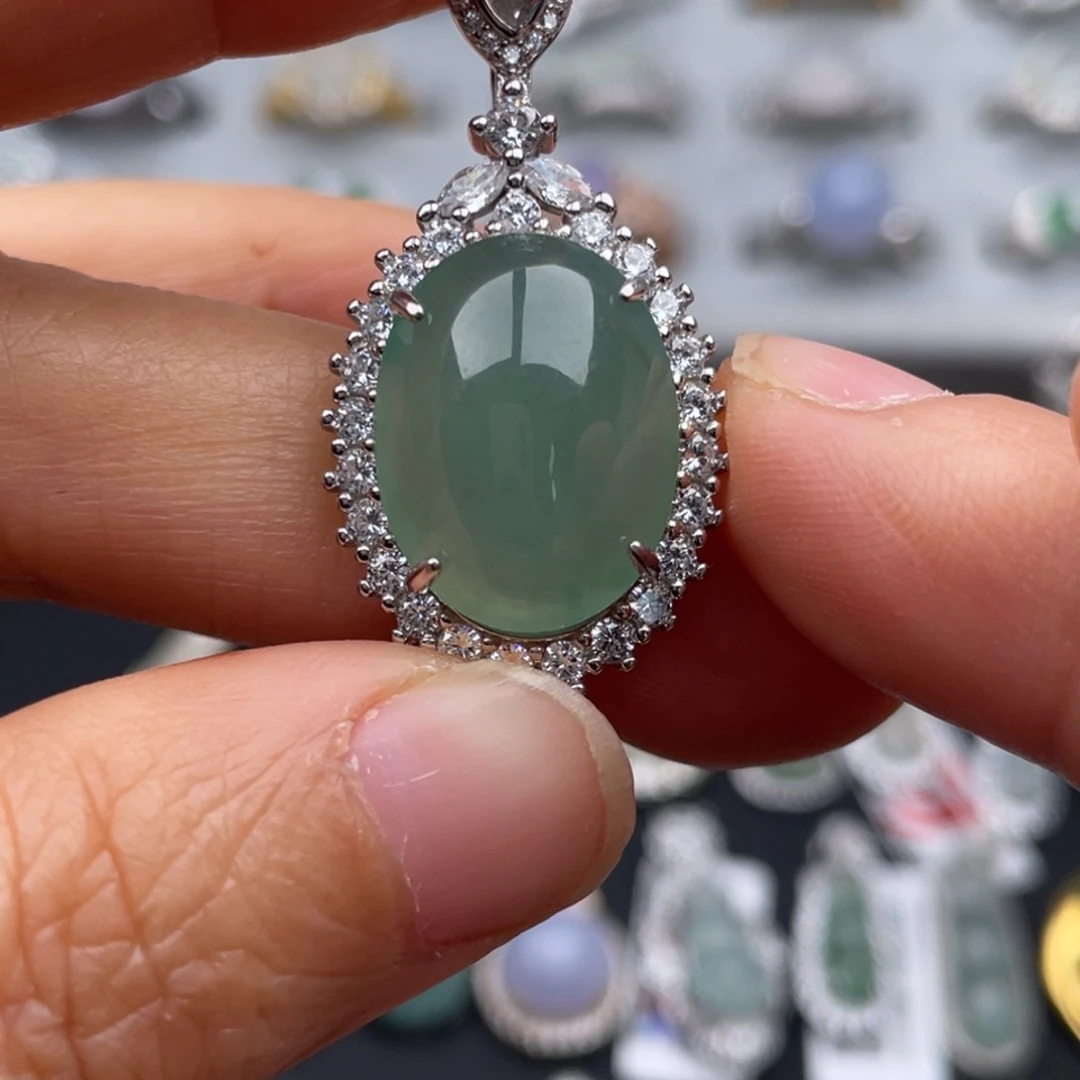 翡翠银S925镶嵌颈饰