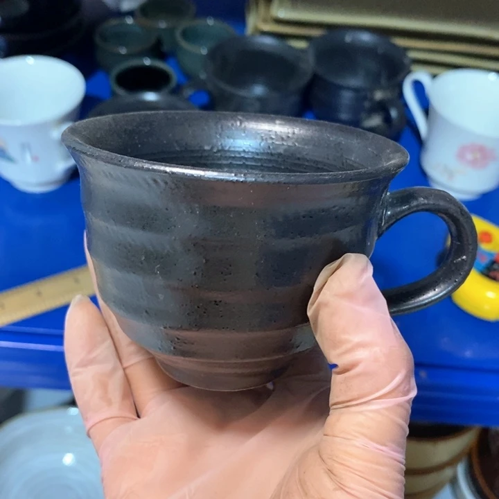 瓷片五厂粗瓷黑釉闻香杯约150ml