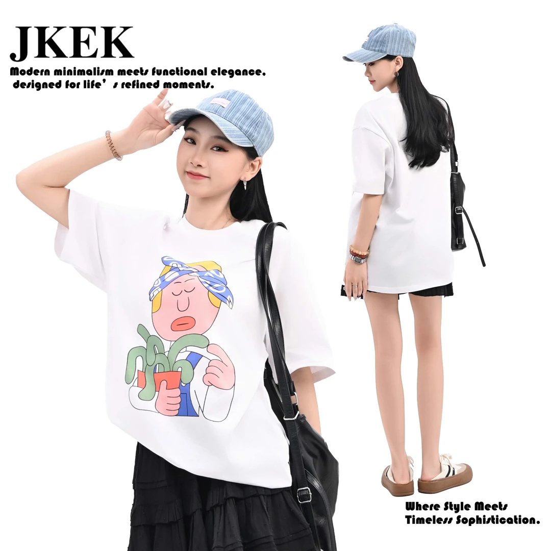JKEK【仙人掌】夏季仙人掌图案短袖纯棉T恤上衣显瘦百搭宽松TX25523