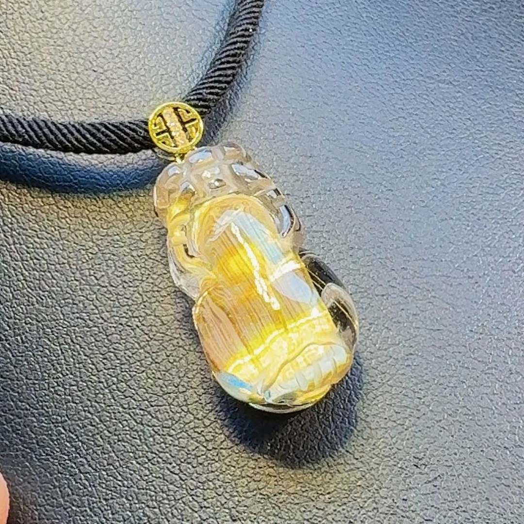 未镶嵌颈饰水晶天然高品整板钛晶貔貅吊坠