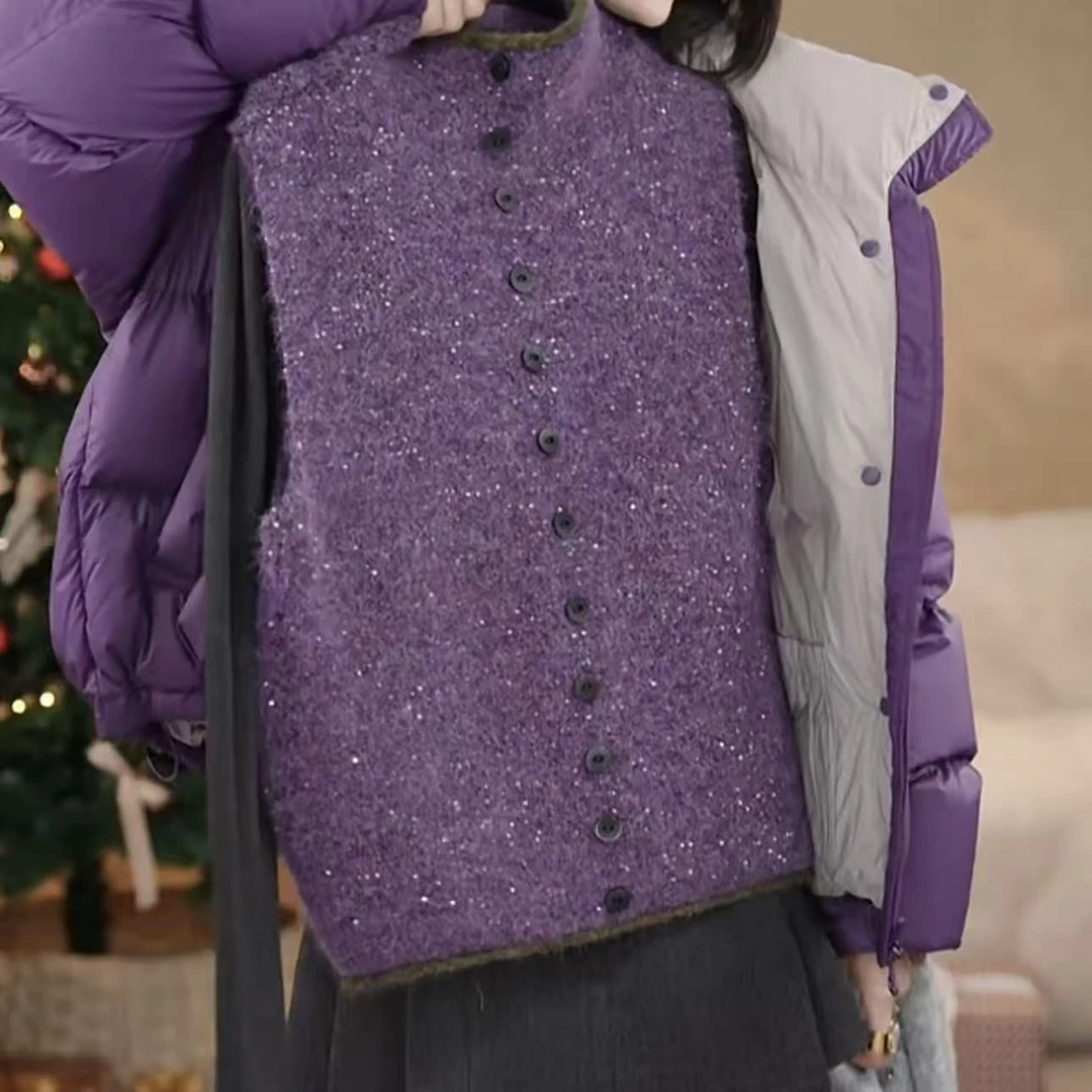 FANRUI/泛芮「摩登星耀」羊毛细闪洋气百搭高级无袖针织马甲B19957