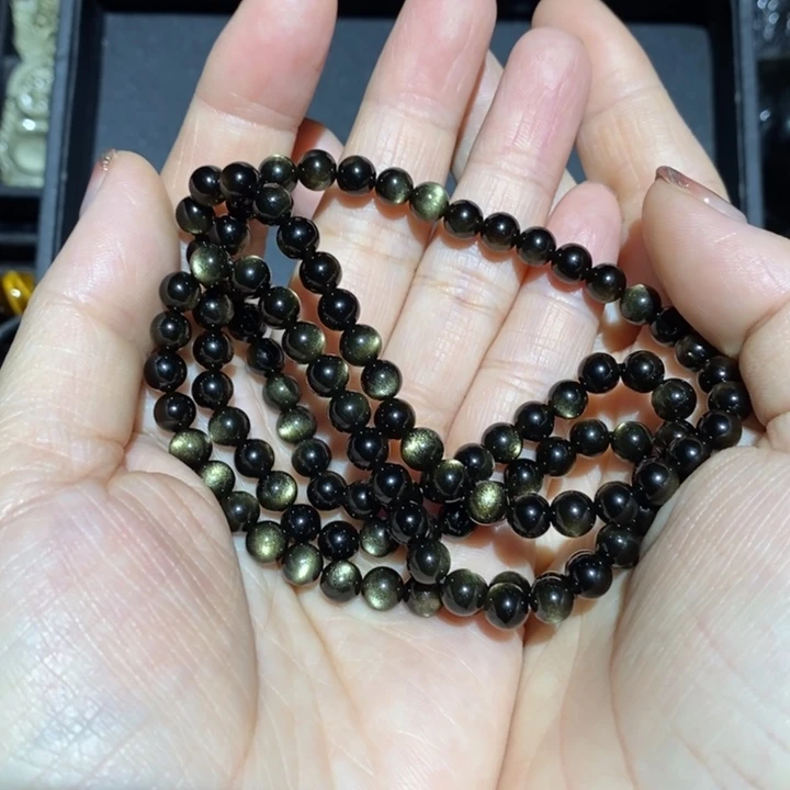 黑曜岩未镶嵌手链?****泽