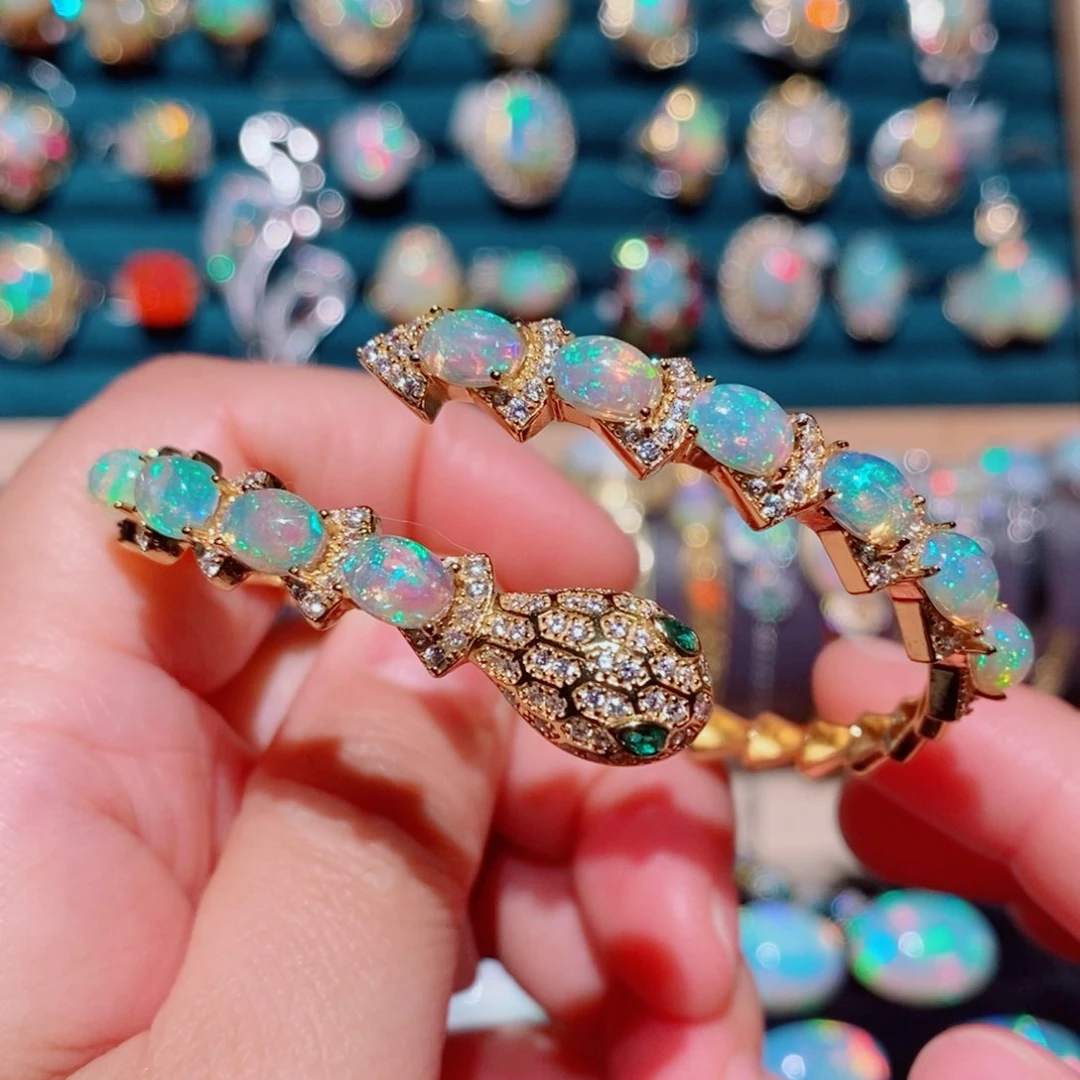 欧泊欧泊手镯银S925镶嵌