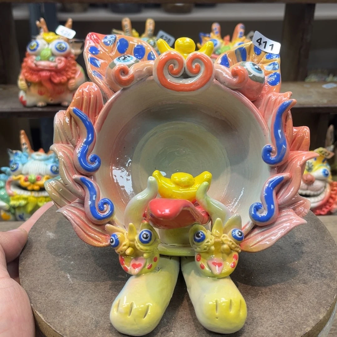 陶瓷纯手工抽象陶瓷摆件微瑕411