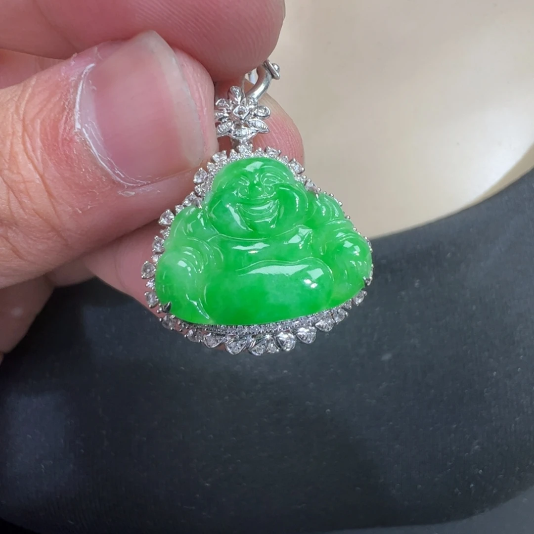 翡翠18K金镶嵌吊坠(不含链)