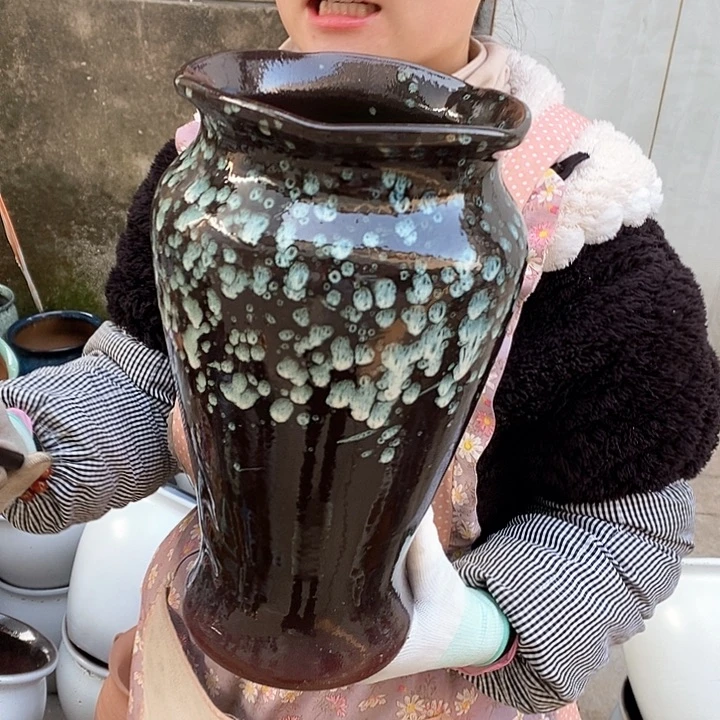 紫砂花盆瑕疵口17高30