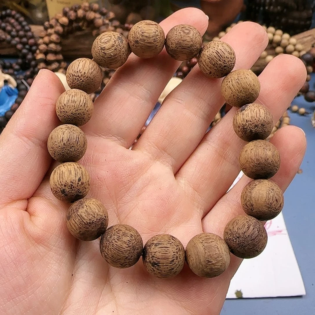 降真香手串/手链1.2回黄绿棋楠老料单圈加1颗