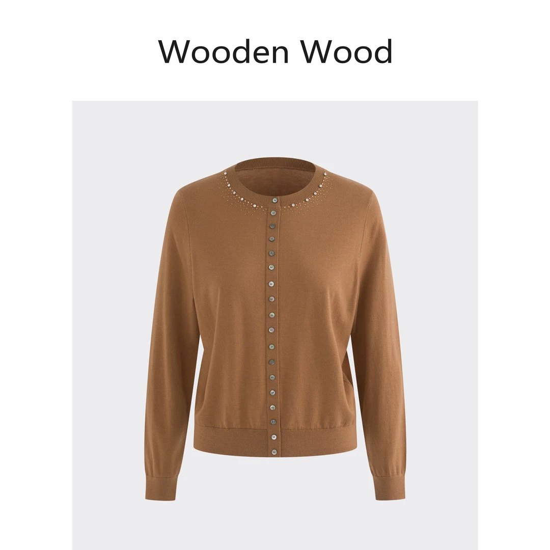 Wooden Wood“钉珠赋格”设计感钉珠法式高级感百搭针织衫P25367