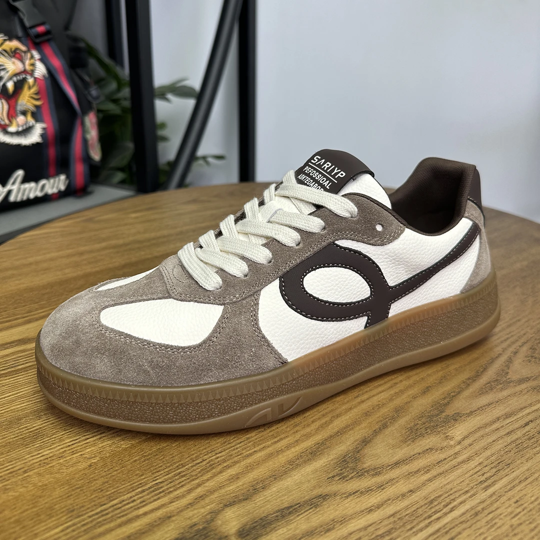 新款真皮男士阿甘鞋韩版时尚百搭休闲鞋透气舒适低帮板鞋拼色潮鞋