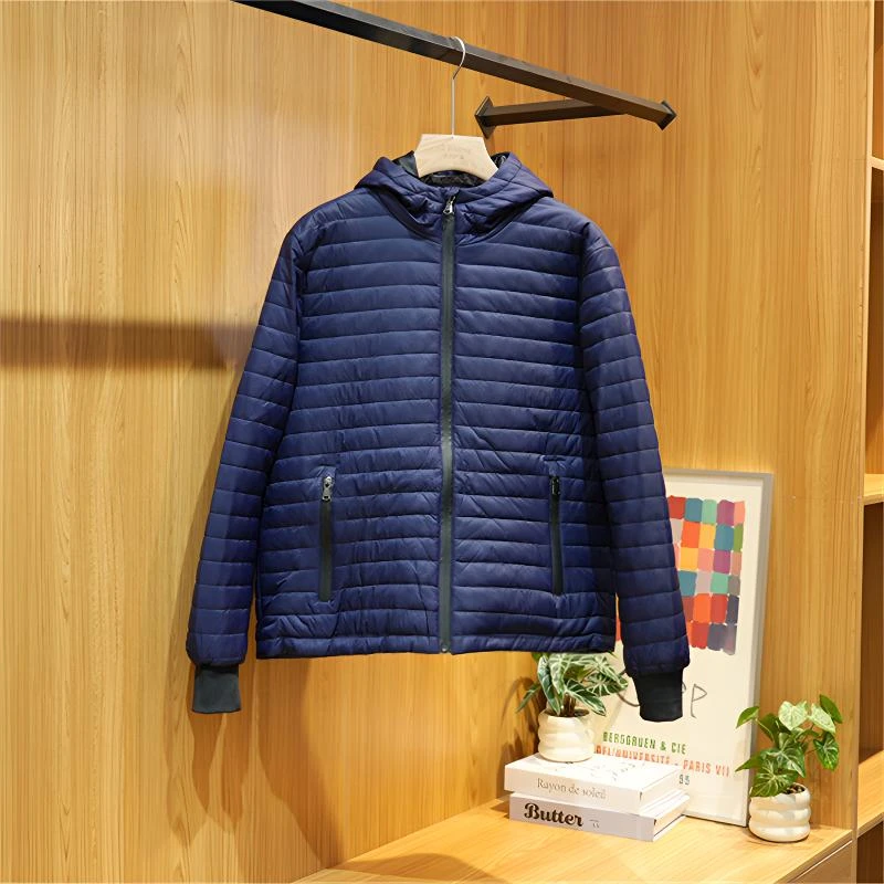 秋冬男士轻薄款百搭保暖连帽棉衣轻户外简约休闲棉服外套Z1706