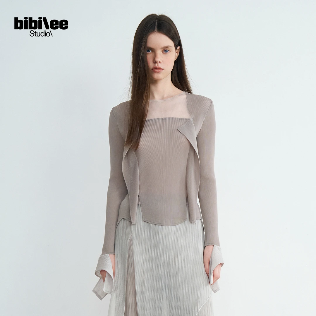 BIBILEE STUDIO2025秋冬新中式对称下摆开衩修饰长袖上衣BBL569