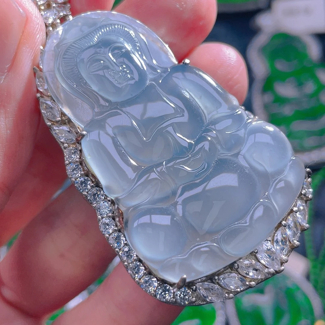 颈饰银S925镶嵌翡翠