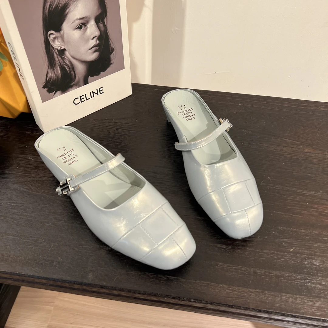 李大龙10042牛皮2.5公分/欧洲站金属扣高级包头时尚百搭舒适拖鞋