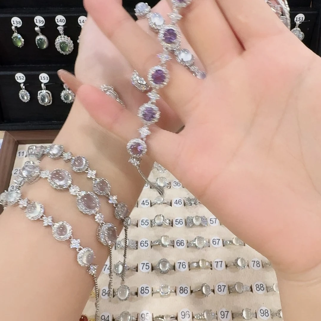 紫晶手链银S925镶嵌枫*