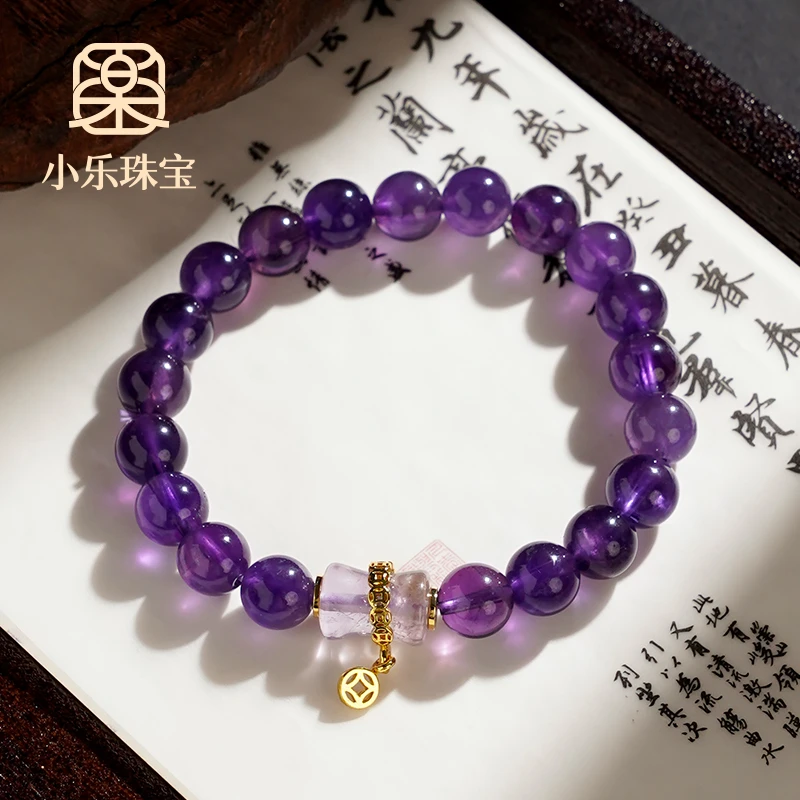原创设计轻奢气质时尚百搭单圈紫水晶竹节转珠九紫离火手链 -5858