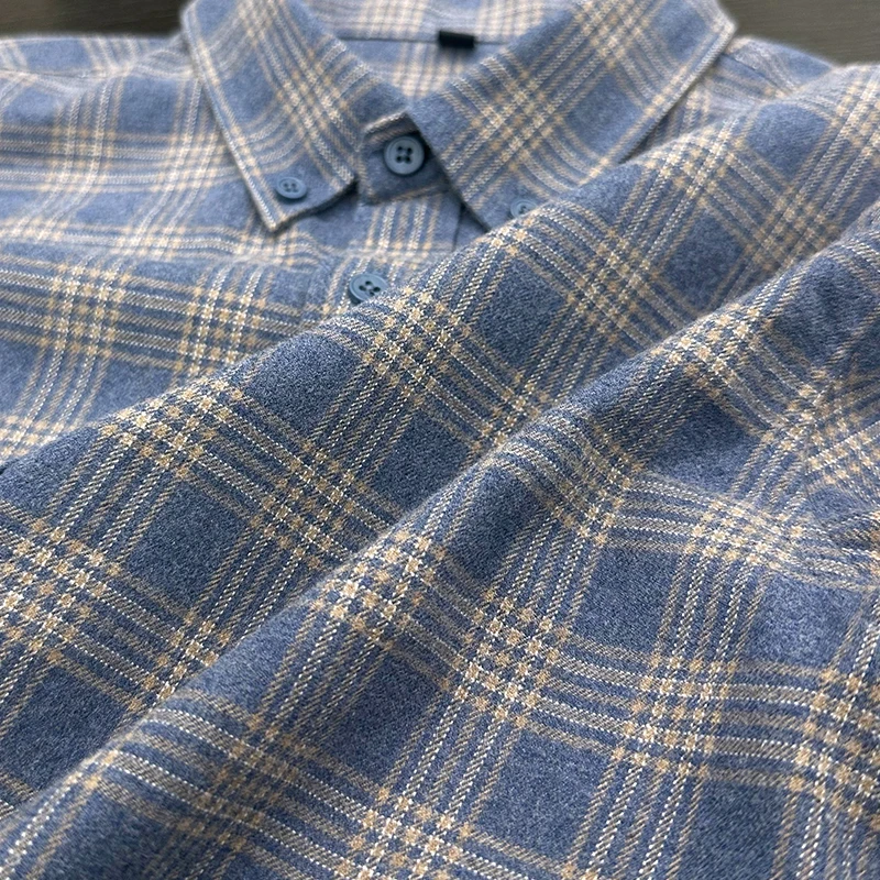 Zero Degree North高端纯棉格子男士长袖衬衫秋季商务休闲衬衣