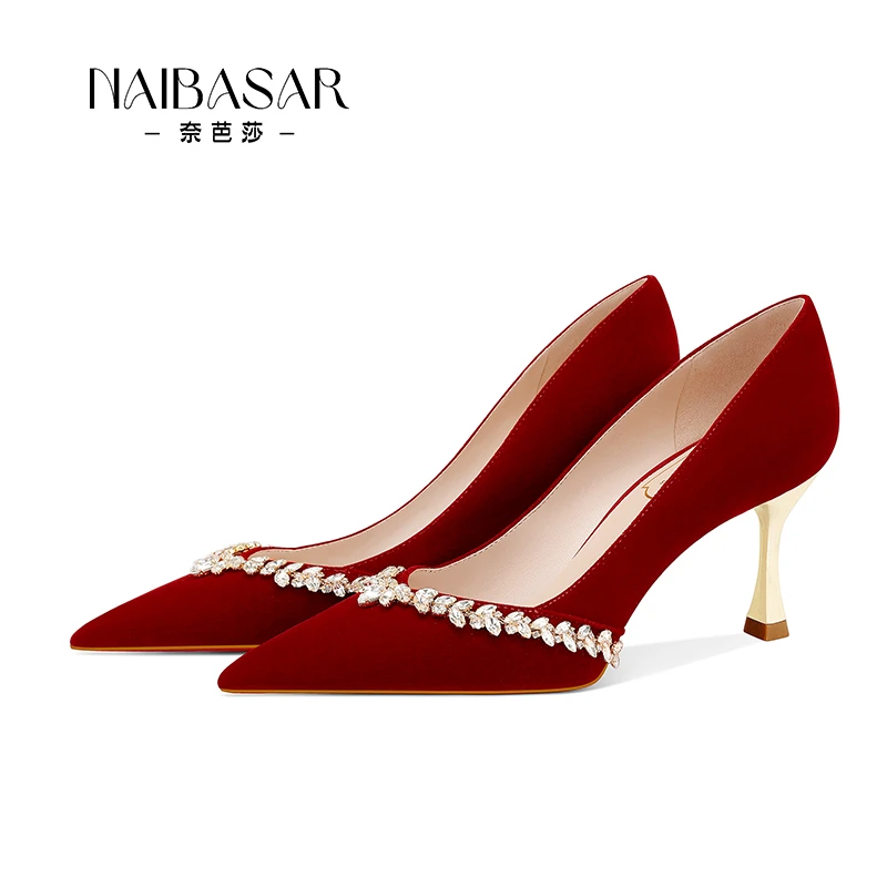 奈芭莎爆款婚鞋女旗袍礼服浅口高跟鞋气质礼服秀禾婚纱两穿结婚鞋