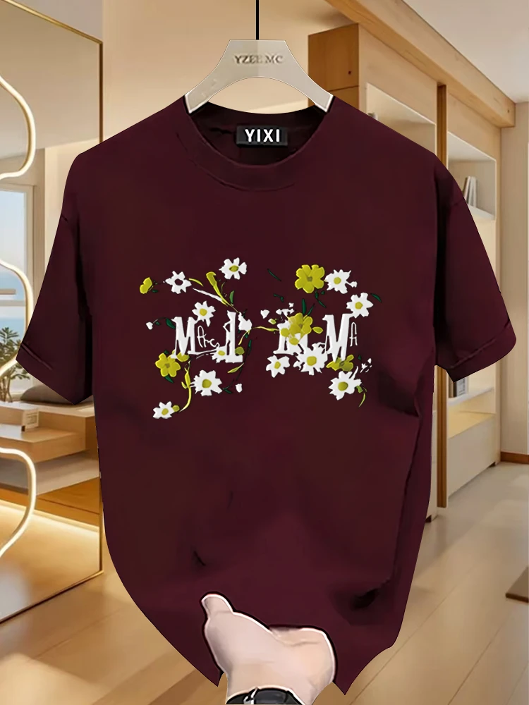 首夕潮流短袖T恤宽松半袖印花重磅纯棉时尚2025本命年百搭上衣男