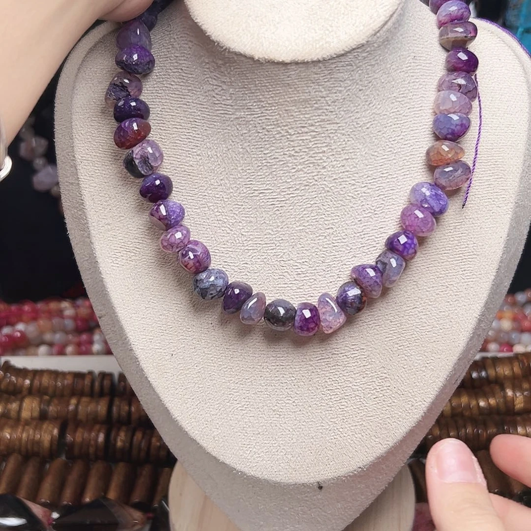 玛瑙/玉髓合金珠宝半成品u223 10m 紫色龙鳞纹随行一条