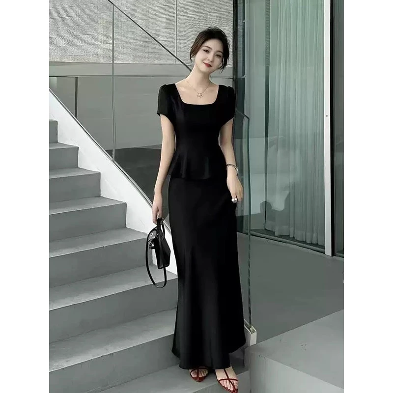 今年流行漂亮套装裙2025新款女装夏季气质短袖上衣+半身裙两件套