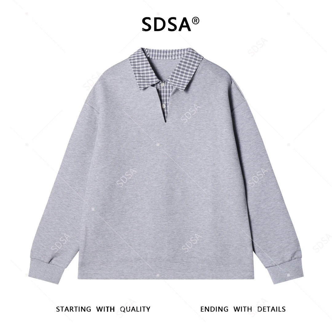 SDSA男士秋冬新款痞帅男装韩版撞色拼接翻领卫衣简约百搭气质上衣