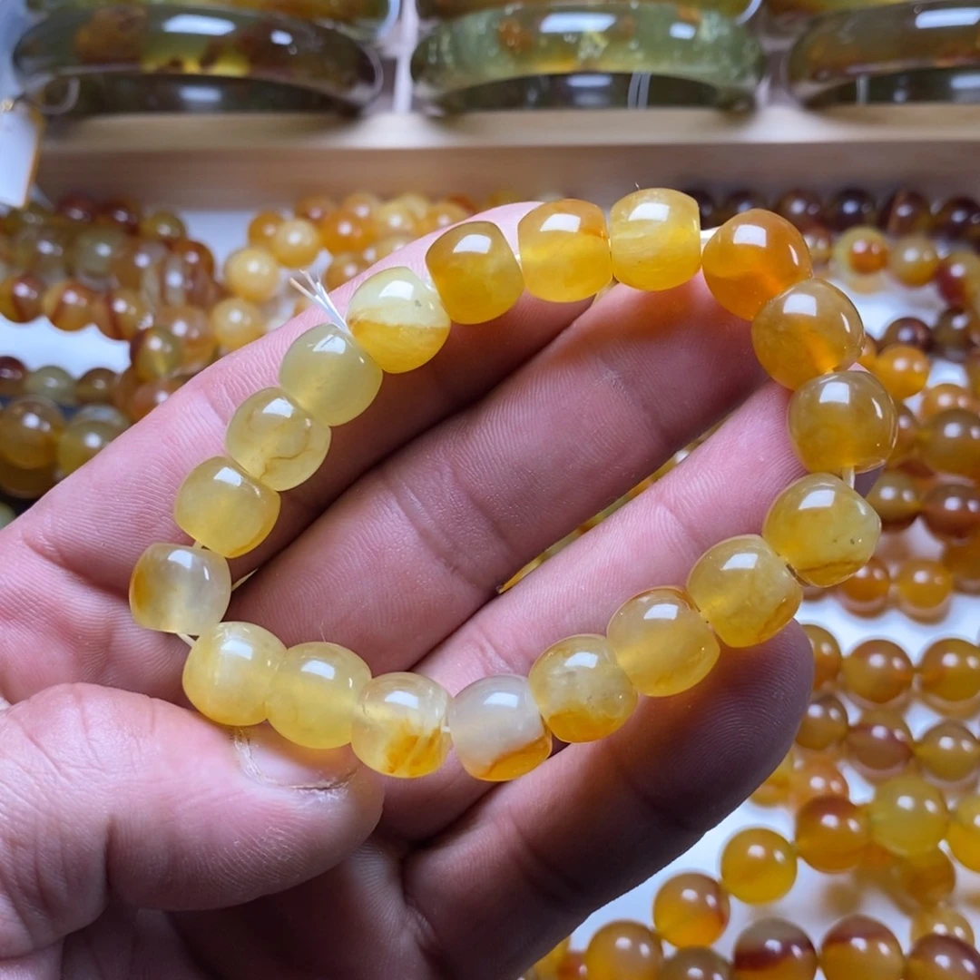 蛇纹石玉手链未镶嵌O****Y岫岩花玉手串卡11