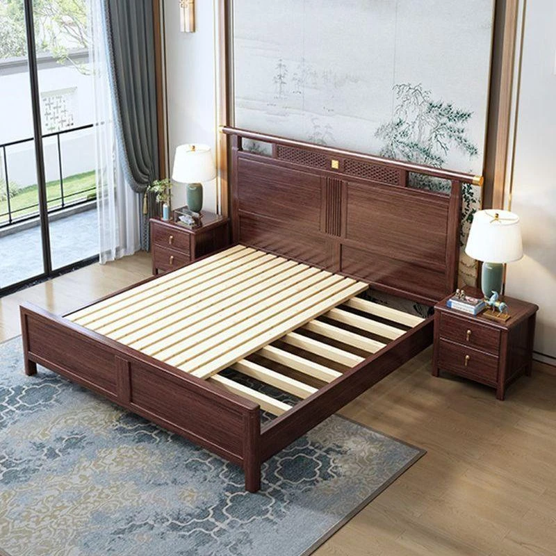 新中式乌金木实木床现代简约单双人床主卧1.8婚床1.8米实木小户型