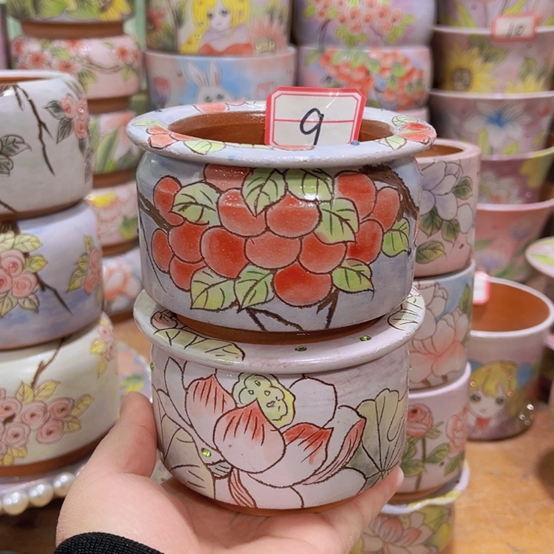 多肉花盆手绘景德镇