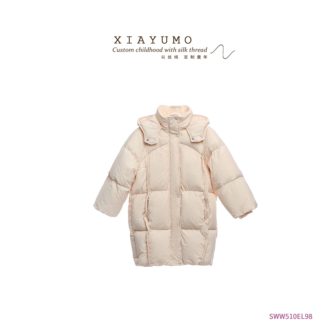 夏羽墨新款90白鸭绒羽绒服女童长款加厚保暖羽绒服外套