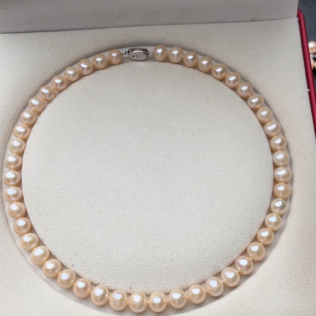 淡水珍珠银S925镶嵌颈饰9-10mm