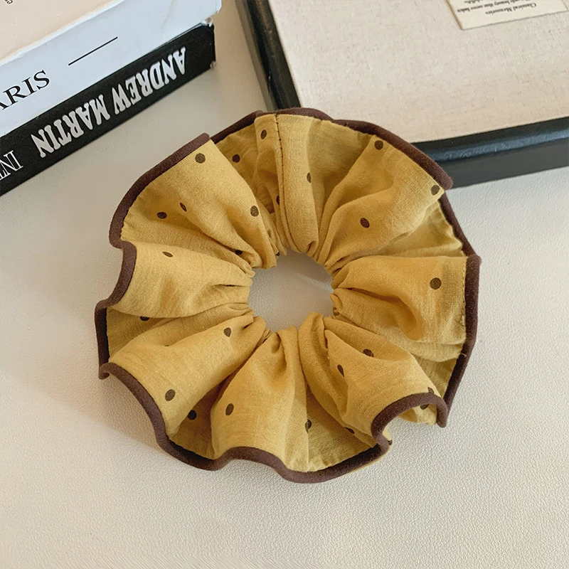 韩国气质波点包边大肠发圈女小众扎头发丸子头发绳低马尾头绳发饰