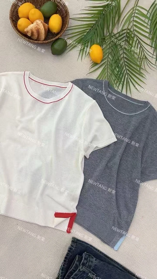 【渲染短袖】245简约时尚个性渲染边透气圆领套头短袖