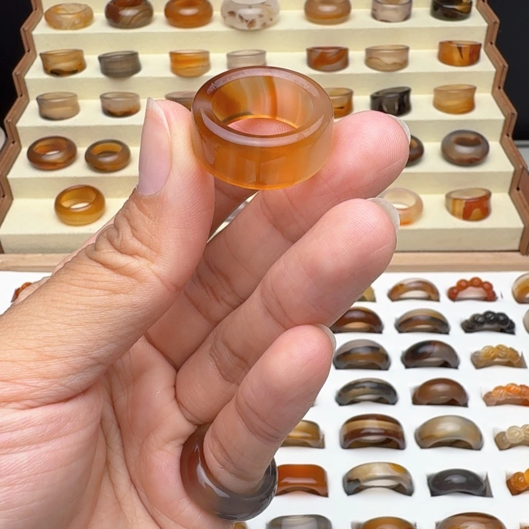 玛瑙/玉髓未镶嵌戒圈14圈福利