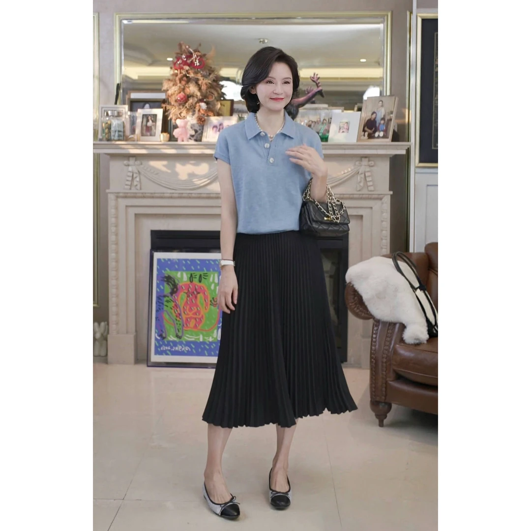 我是摩羯 蓝色多瑙河 欧津亚麻棉立体浮雕竹节肌理14针秋针织衫