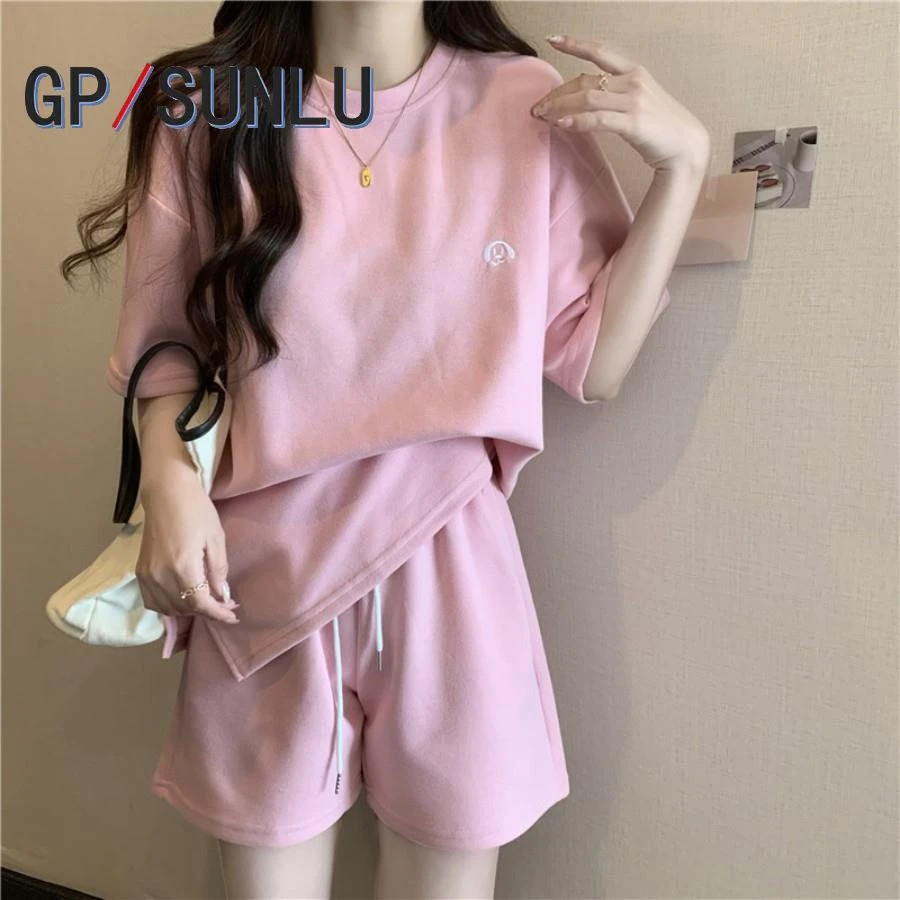 日本小众GP网红棉质睡衣套装女夏洋气短袖短裤两件运动套学生跑步