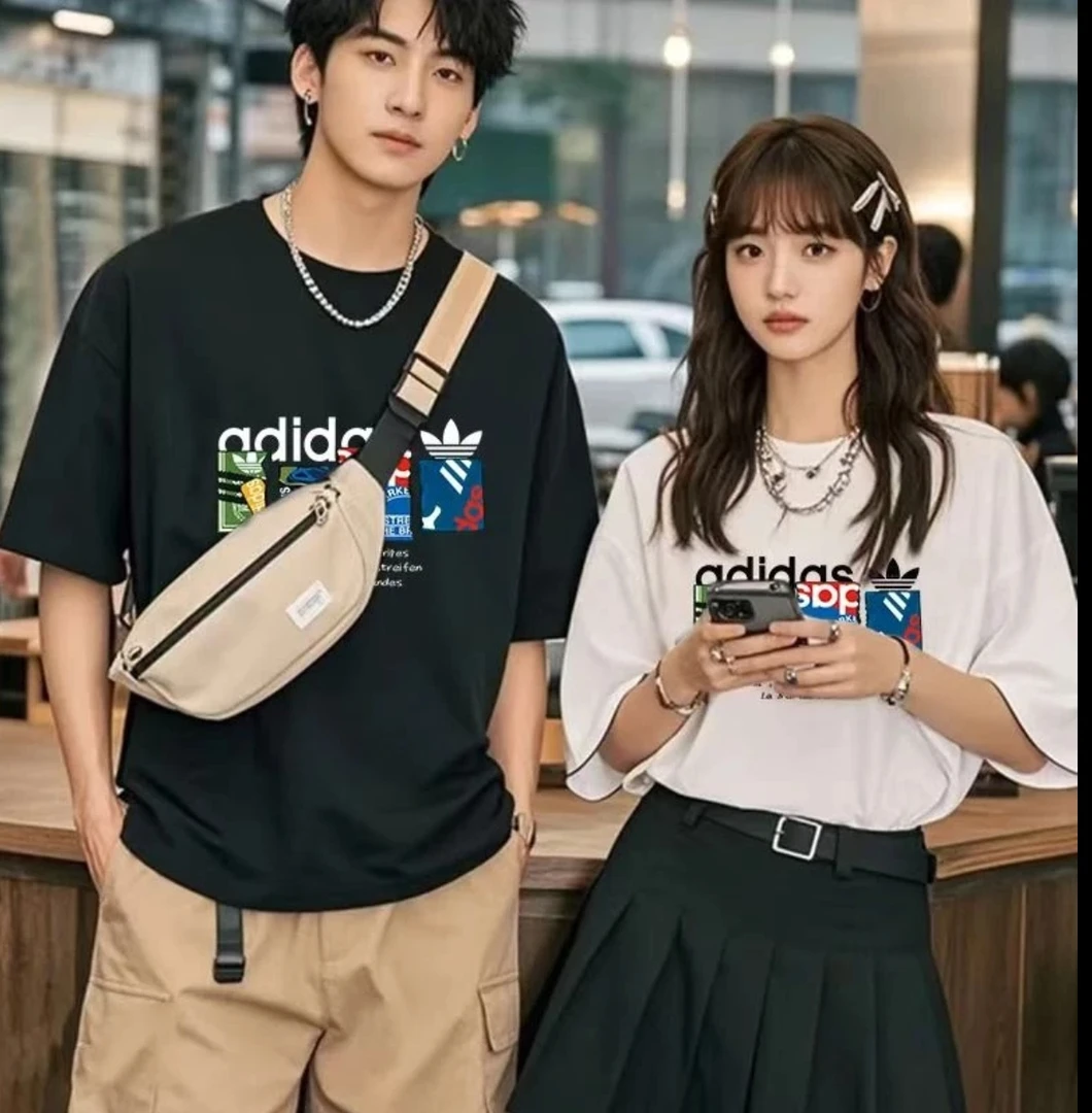 2025款夏季男女同款T恤纯棉休闲圆领潮流时尚T恤百搭上衣