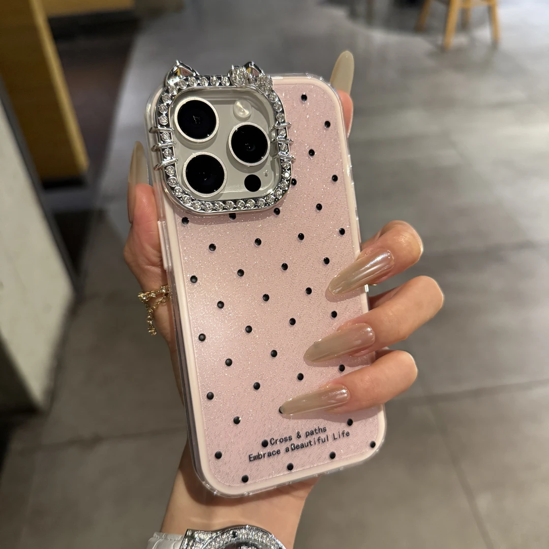 高颜值闪粉波点适用苹果16promax手机壳iPhone15新款14网红13时尚