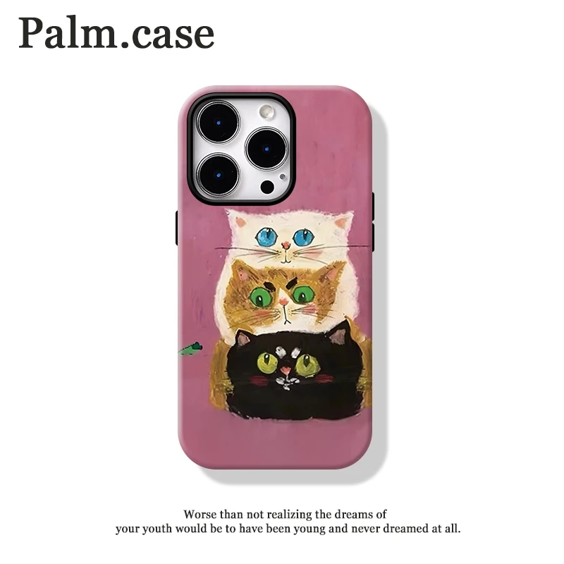 菲林二合一适用苹果/华为/oppo/vivo/小米/一加手机壳16p油画猫咪