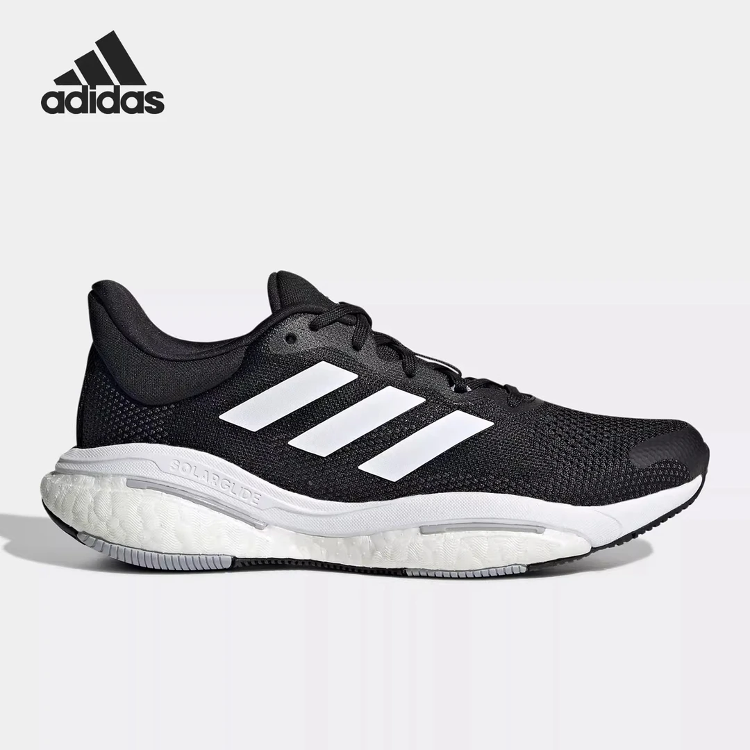 【微瑕】adidas Solar Glide耐磨低帮休闲跑步鞋男女同款黑 GX5493